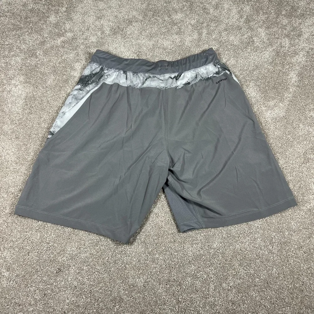 Adidas Mens AEROREADY Training Shorts Grey‎ Marble Print Zip Pockets GG2886 NEW